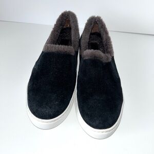 M. Gemi Cerchio Black Suede Sherling Lined Slip On Shoe Women's sz 40